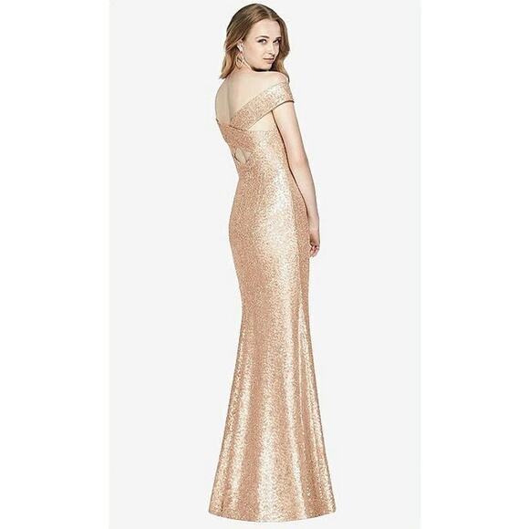 DESSY‎ COLLECTION ELLE SEQUIN DRESS IN ROSE GOLD Size 2 - Picture 3 of 6